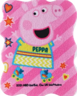 Badeschwamm für Kinder Peppa Pig Peppa auf Rollschuhen blau