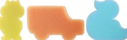 Badeschwamm-Set für Kinder, 3 Stk., gelbes Eichhörnchen + orangefarbenes Auto + blaue Ente