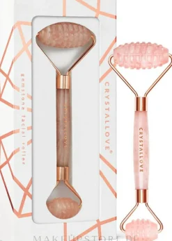3D Gesichtsmassage-Roller aus Rosenquarz