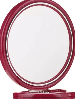 Doppelseitiger Kosmetikspiegel mit Ständer 9509 bordeauxrot 18,5 cm