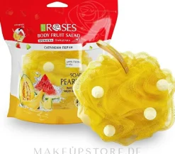 Duftender Badeschwamm mit Seifenperlen Wassermelone, Melone und Honig