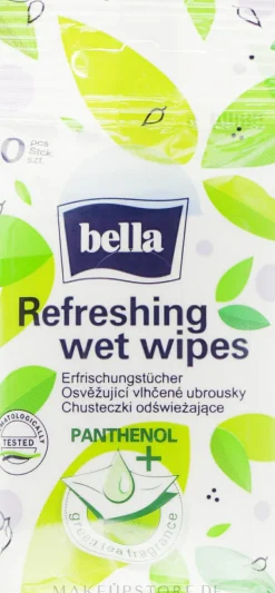 Erfrischende Feuchttücher mit Panthenol und Grüntee-Extrakt 10 St.