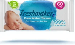 Feuchttücher für Säuglinge auf Wasserbasis, biologisch abbaubar, 60 Stk.