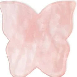 Gesichtsmassage-Platte aus Rosenquarz Schmetterling