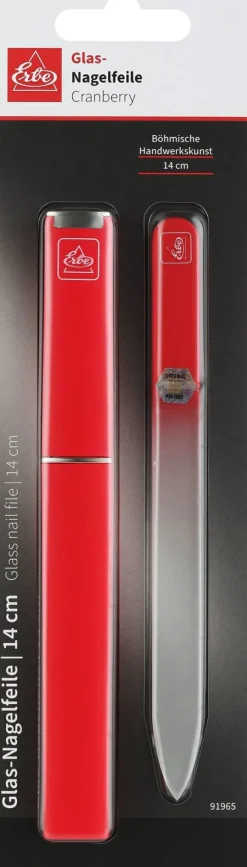Glasnagelfeile mit Etui 14 cm, rot