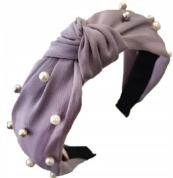 Haarband-Turban mit Perlen, violett, O227FIO