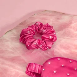 Haargummi aus Seide mit Kristallen rosa