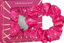 Haargummi aus Seide mit Kristallen rosa