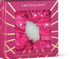 Haargummi aus Seide mit Kristallen rosa