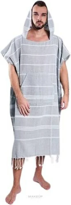 Hammam-Poncho für Männer grau