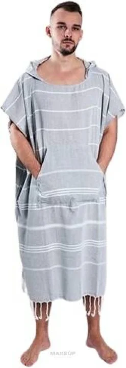 Hammam-Poncho für Männer grau