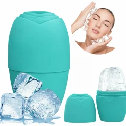Kühlendes Massagegerät mit Lifting- und Glättungseffekt, eiswürfelartig, türkis