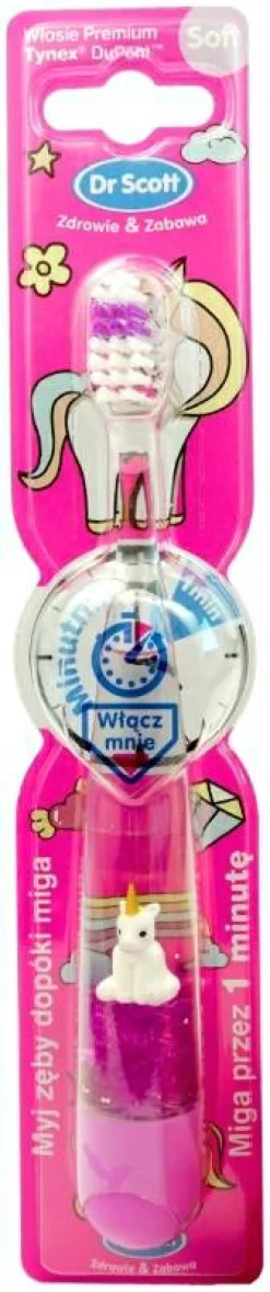 Kinderzahnbürste mit Timer, Kristallrosa Einhorn