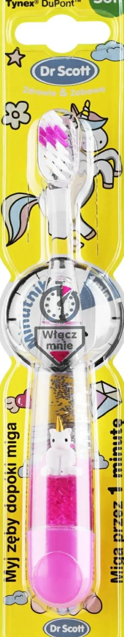 Kinderzahnbürste mit Timer, Kristallrosa Einhorn