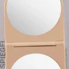 Klappbarer Spiegel, rund, 14x6 cm, beige