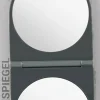 Klappbarer Spiegel, rund, 14x6 cm, grau