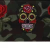 Kosmetiktasche Camouflage 95856 Rosen und Schädel