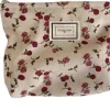 Kosmetiktasche, KS117, beige mit roten Blumen