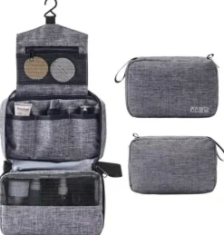 Kosmetiktasche-Organizer, 2 Fächer, 90196, grau