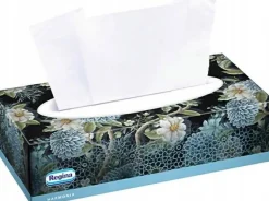 Kosmetiktücher in der Box, 3 Lagen, 100 Stk, blaue Blumen