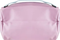 Kulturtasche, lila mit blauem Riemen