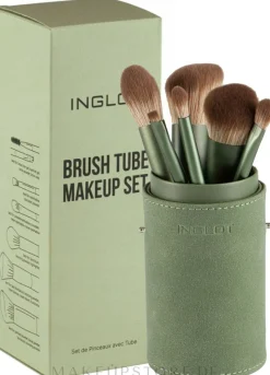 Make-up-Pinselset, 6 St., in grünem Etui