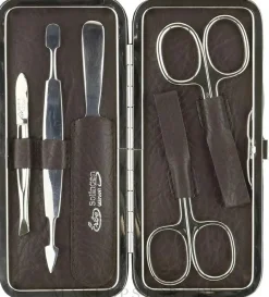 Maniküre-Set, 5 Stück Siena, Clipverschluss, braun