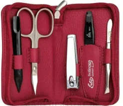 Maniküre-Set Siena mit Reißverschluss rot 5-tlg.