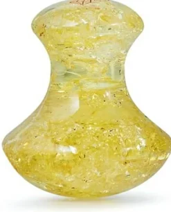 Massagestein in Pilzform für Gua Sha Bernstein