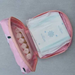 Mini-Tasche für Damenhygieneartikel, Blumen, pink