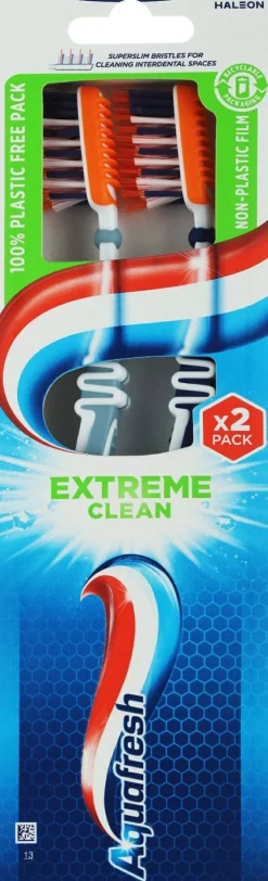 Mittelharte Zahnbürstenset Extreme Clean, grau + dunkelblau