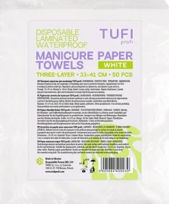 Papierhandtücher für Maniküre, Einweg, laminiert, wasserfest, weiß, 41x33 cm, 50 Stück