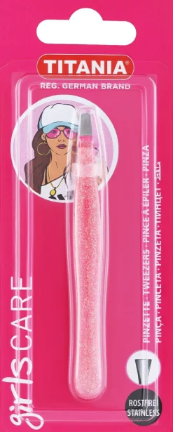 Pinzette gerade Edelstahl 9,2 cm rosa
