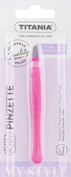Pinzette schräg Edelstahl 9,2 cm rosa