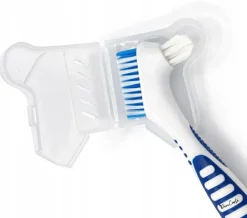 Prothesenbürste mit Schutzkappe, blau
