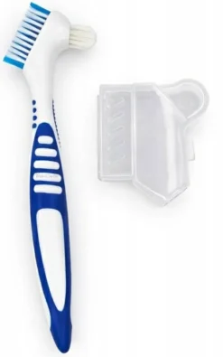 Prothesenbürste mit Schutzkappe, blau