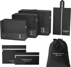 Reiseset Kosmetiktaschen-Organizer, schwarz