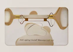 Roller für Gesichtsmassage mit Massageplatte Gua Sha weiß