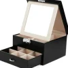 Schmuck- und Uhrenbox mit Spiegel schwarz