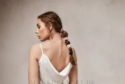 Scrunchie-Haargummi aus Naturseide milchweiß Skinny