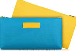 Stoff-Kosmetiktasche, blau-gelb 19x10x2 cm Freedom