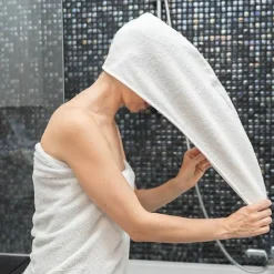 Turban-Handtuch aus Baumwolle zum Trocknen der Haare 500 g weiß