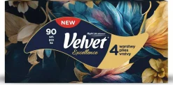 Vierlagige Servietten, gelb-blaue Blumen