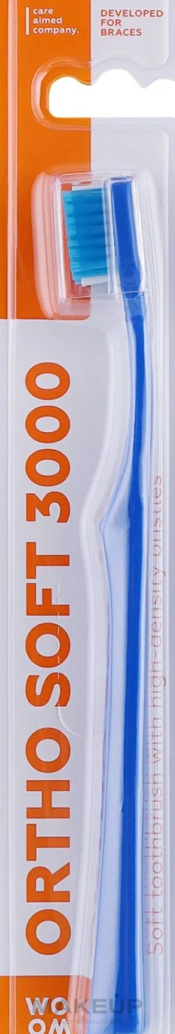 Weiche kieferorthopädische Zahnbürste blau