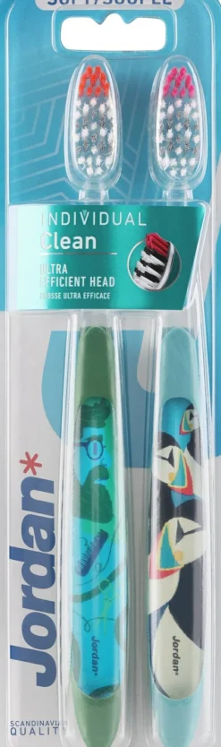 Weiche Zahnbürste Individual Clean, Pinguine, grün mit blau