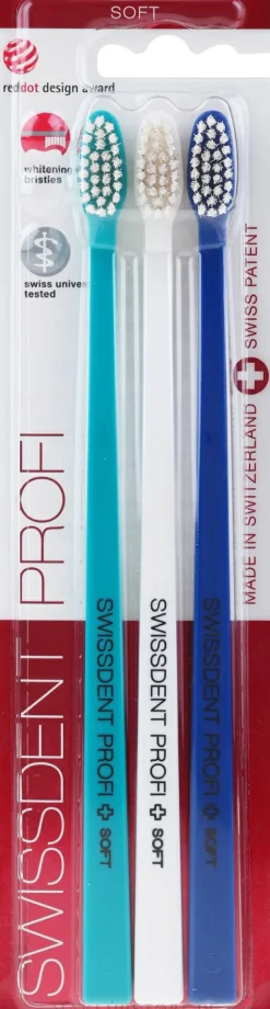 Zahnbürste weich Profi Whitening blau, hellblau, weiß 3 St.