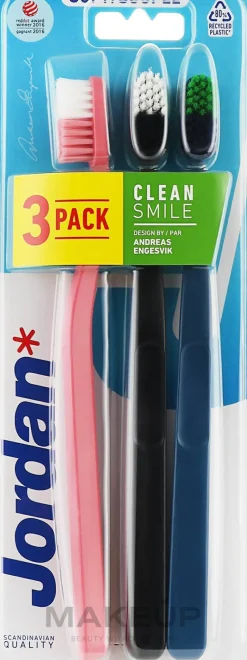 Zahnbürste weich schwarz + türkis + pink 3 St.
