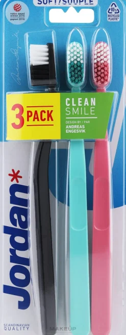 Zahnbürste weich schwarz + türkis + pink 3 St.