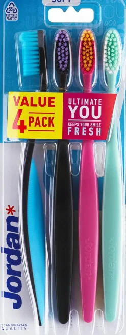 Zahnbürste weich schwarz, rosa, mint 4 St.