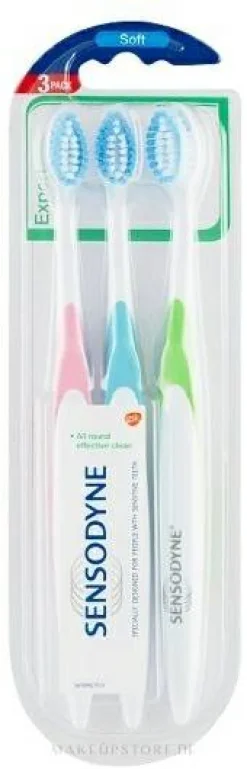 Zahnbürsten-Set 'Sanfte Pflege', rosa + blau + grün